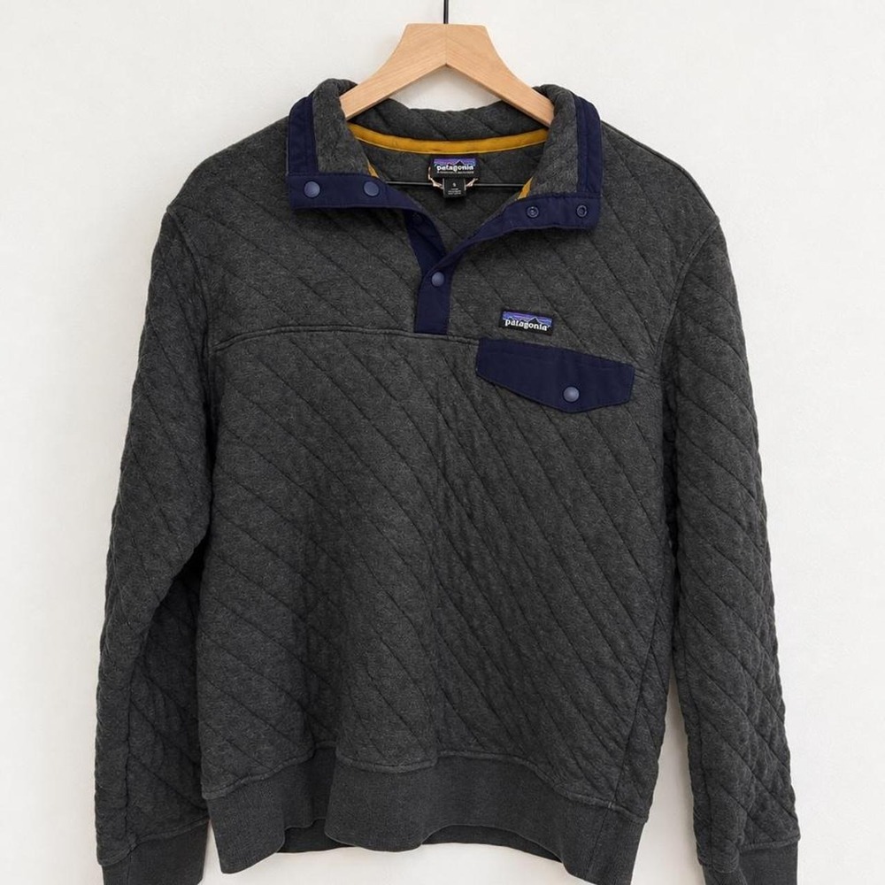 Patagonia Organic Cotton Quilted Snap-T Pullover Charcoal Outdoor Hiking M Small